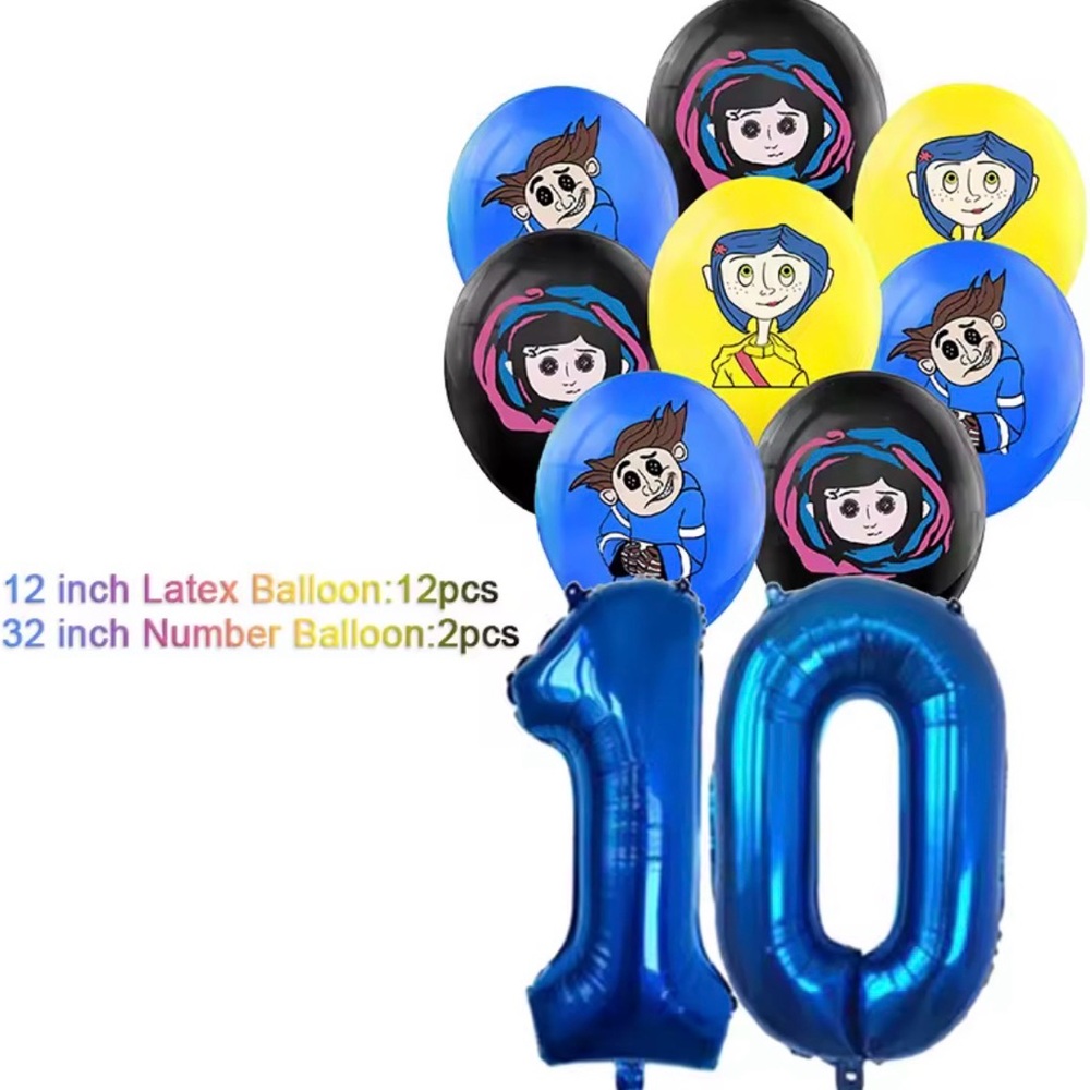 New 10th Birthday Party Balloons Coraline Blue 13 pc set